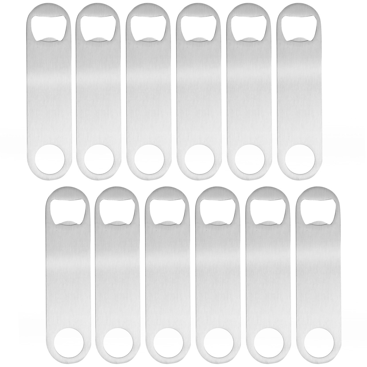 12 Pack Stainless Steel Flat Bottle Opener, Bulk Set for Bartender, Bar Supplies for Restaurant (4.8 x 1.2 In)